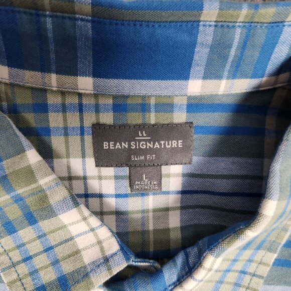 LL Bean Stretch Oxford‎ Shirt Men L Slim Fit Multicolor Scotch Plaid Long Sleeve - Picture 3 of 7